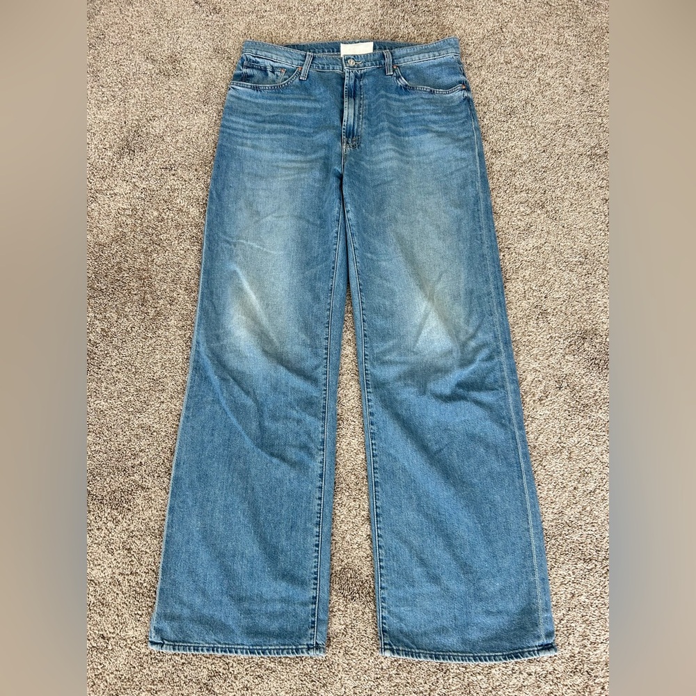 MOTHER Blue Denim Dodger Sneak Jeans